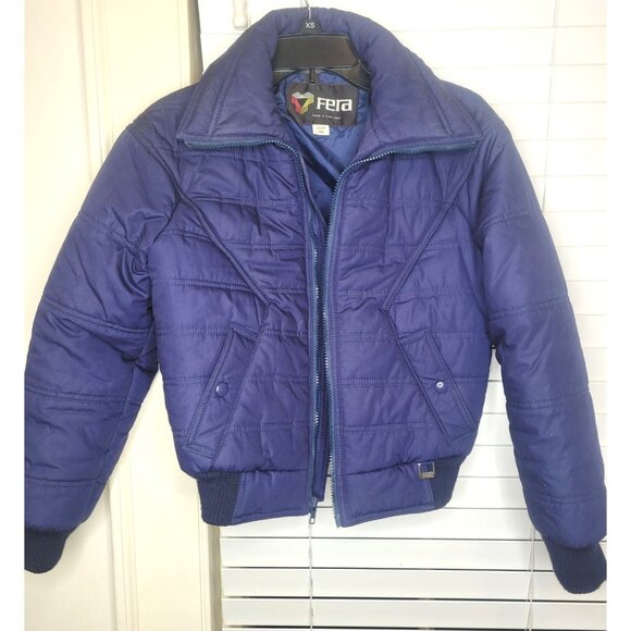Fera Jackets & Blazers - VTG Y2K 90s Womens XS Puffer Coat soft shell Blue Quilted Retro ski Twee